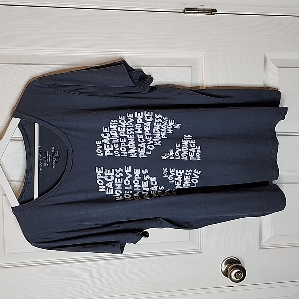 2X Cotton Grayson Threads Navy Blue Graphic Tee Peace Sign